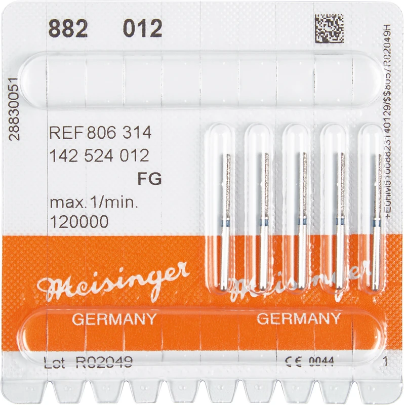 Diamanten 882  Packung  5 Stück blau mittel, FG, Figur 142 Zylinder rund, 10 mm, ISO 012