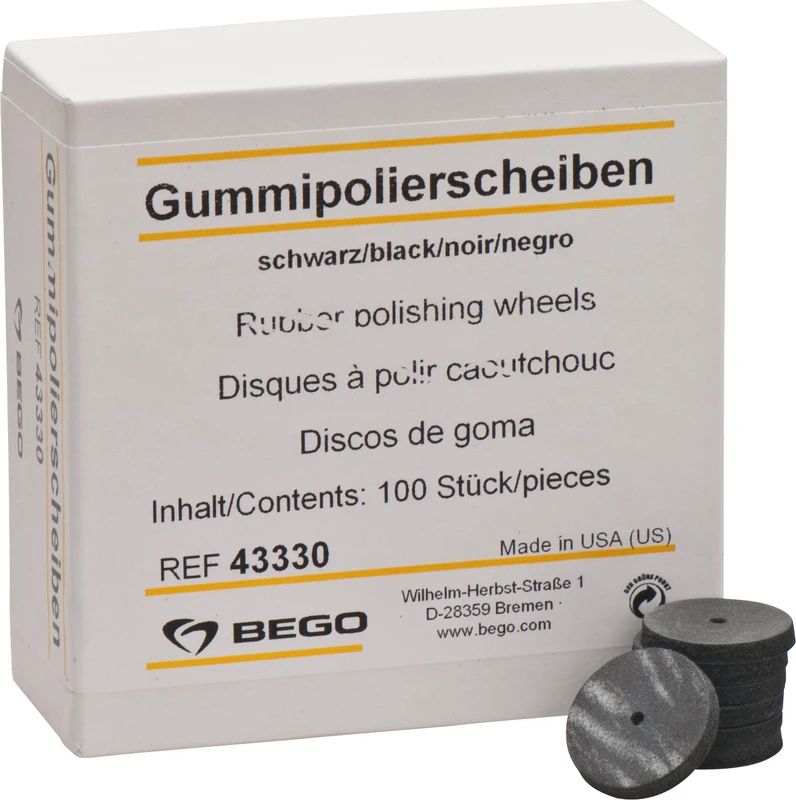 Gummipolierer  Packung  100 Stück schwarz, Scheibe Ø 22 mm x 3,5 mm