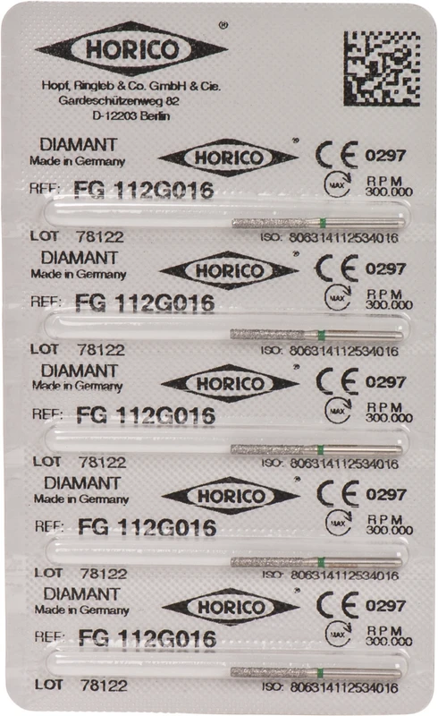 Diamantschleifer 112  Packung  5 Stück grün grob, FG, Figur 112, 10 mm, ISO 016