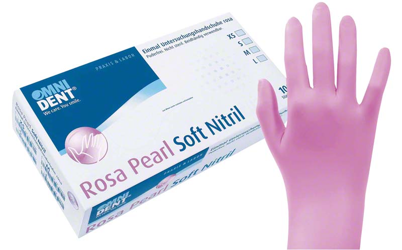 Rosa Pearl Soft Nitril  Packung  100 Stück puderfrei, S