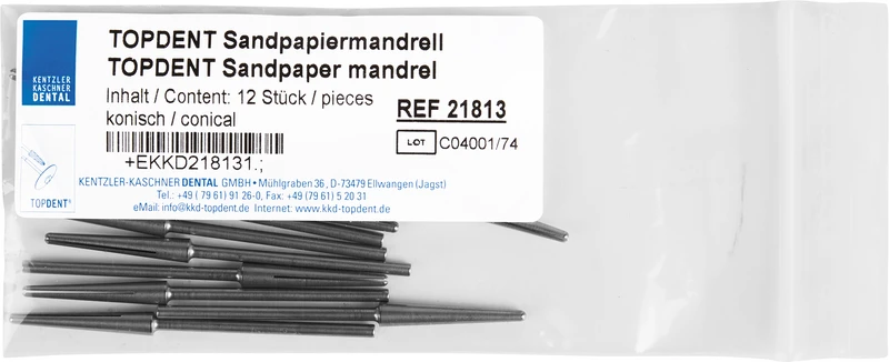 TOPDENT Sandpapier-Mandrelle  Packung  12 Stück konisch