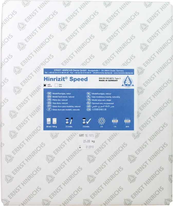 Hinrizit® Speed  Karton  25 kg Modellhartgips gelb