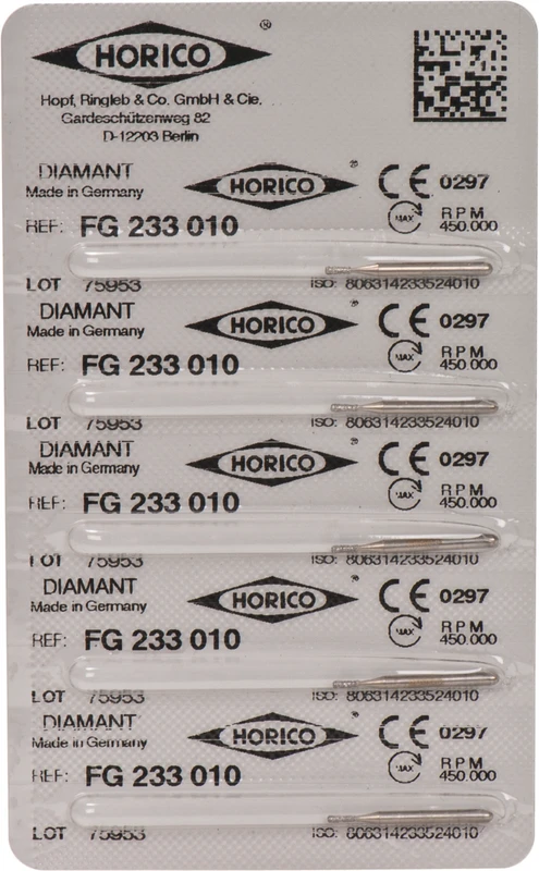 Diamantschleifer 233  Packung  5 Stück FG, Figur 233, 2,6 mm, ISO 010