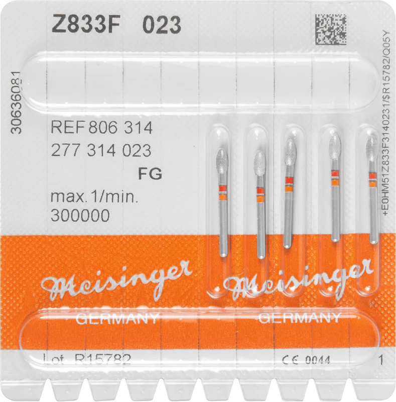 Diamanten Z0833  Packung  5 Stück rot fein, FG, Figur 277 Ei, 4,2 mm, ISO 023