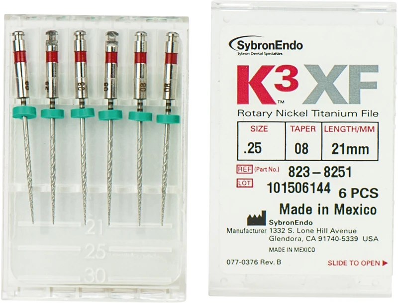 K3XF NiTi-Feilen  Packung  6 Stück 21 mm, Taper.08 ISO 025