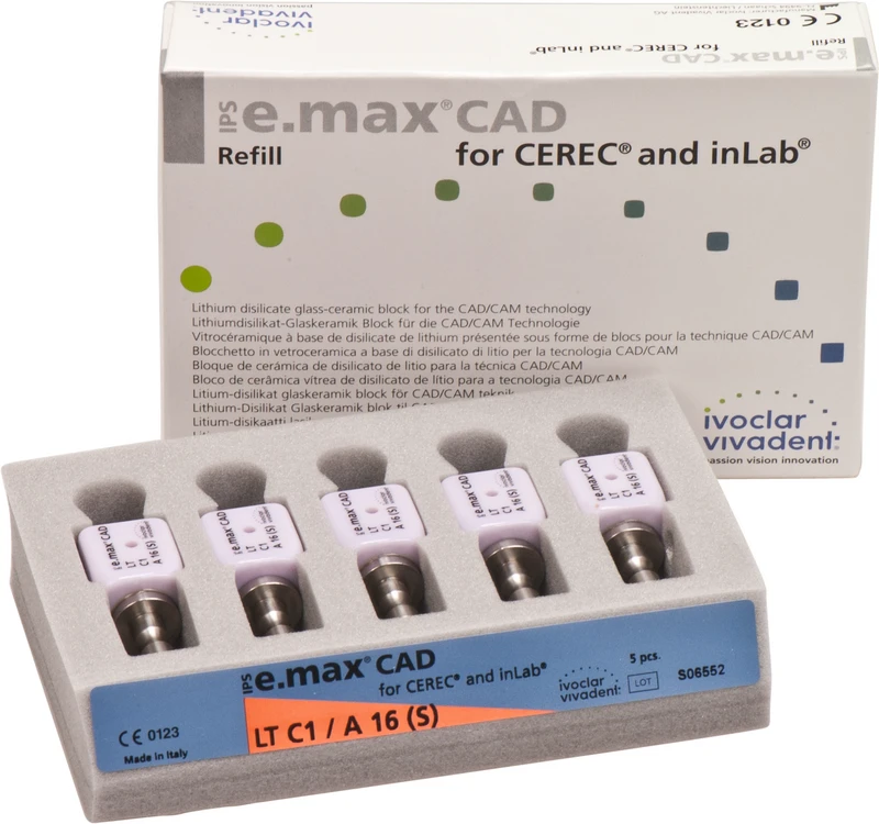 IPS e.max CAD Abutment Solutions for CEREC\inLab  Packung  5 Stück A-D, Gr. A16S, C1 LT