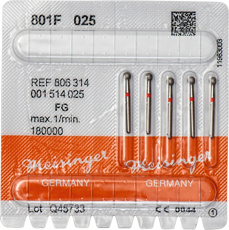 Diamanten 801  Packung  5 Stück rot fein, FG, Figur 001 Rund, ISO 025