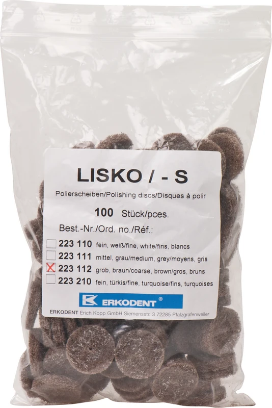 LISKO Polierer  Packung  100 Stück unmontiert, braun grob, 4 Stützscheiben