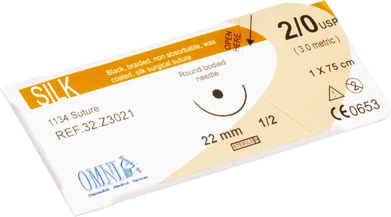 OMNISILK   Packung  24 Stück 75 cm, 3\8 Kreis, rund, 18 mm, USP 4\0