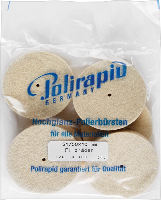 Filzräder   Packung  6 Stück unmontiert, Filz, Figur Rad, Ø 50 mm, S: 10 mm