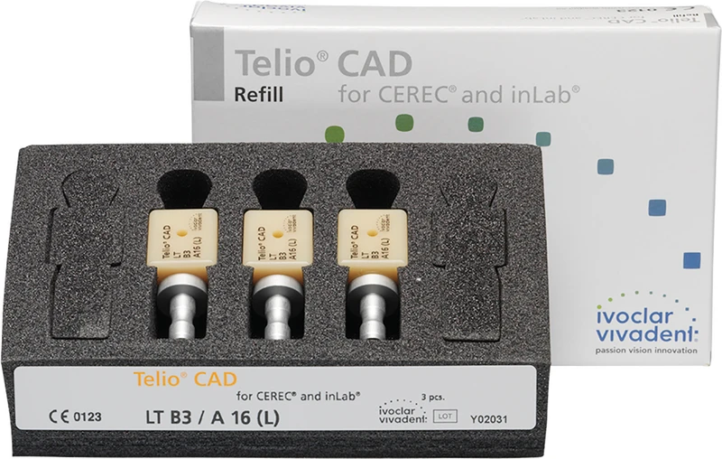 Telio® CAD A16 for CEREC\inLab  Packung  3 Stück Gr. A16 L, B3 LT