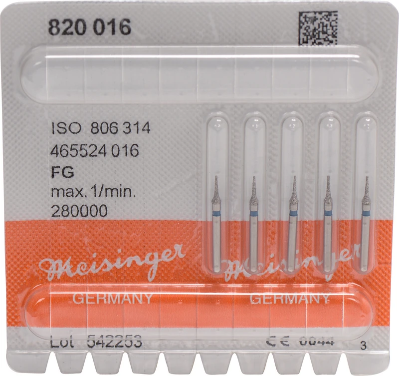 Diamanten 820  Packung  5 Stück blau mittel, FG, Figur 465 Interdental, 5 mm, ISO 016