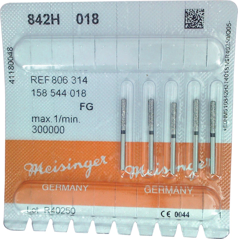 Diamanten 842  Packung  5 Stück schwarz super grob, FG, Figur 158 Zylinder abgerundet, 8 mm, ISO 018