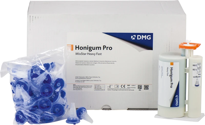 Honigum Pro Heavy  Vorteilspackung  5 x 380 ml Doppelkartusche Fast, 50 MixStar-Tips