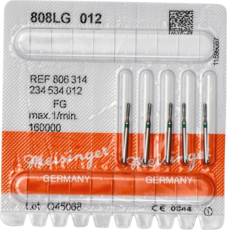 Diamanten 808  Packung  5 Stück grün grob, FG, Figur 234 Birne lang, 4 mm, ISO 012