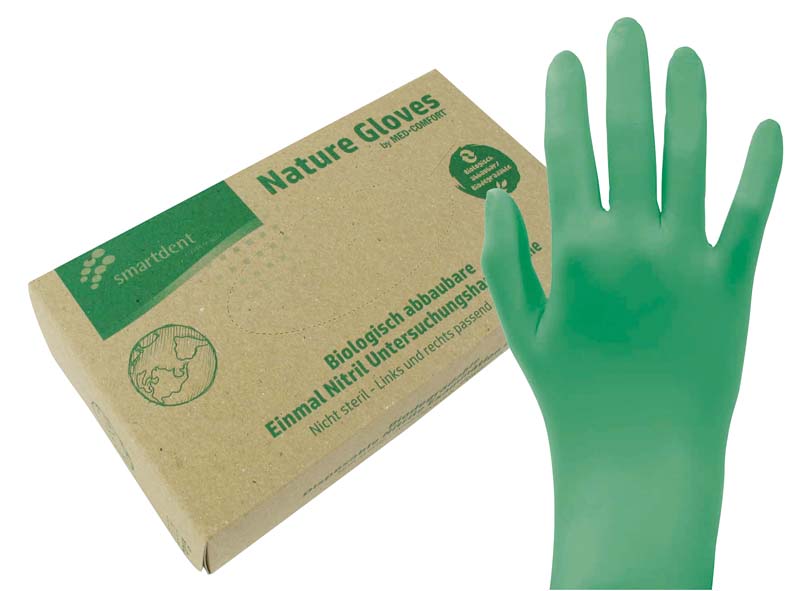 smart nature gloves Nitrilhandschuhe  Packung  100 Stück puderfrei, grün, M