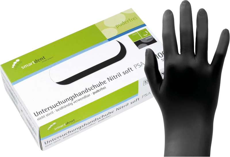 smart Nitrilhandschuhe Soft PF  Packung  100 Stück puderfrei, schwarz, S