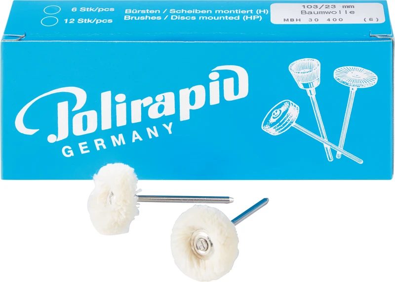 Miniaturbürsten Garn  Packung  6 Stück HP, Baumwollgarn weich, Ø 23 mm