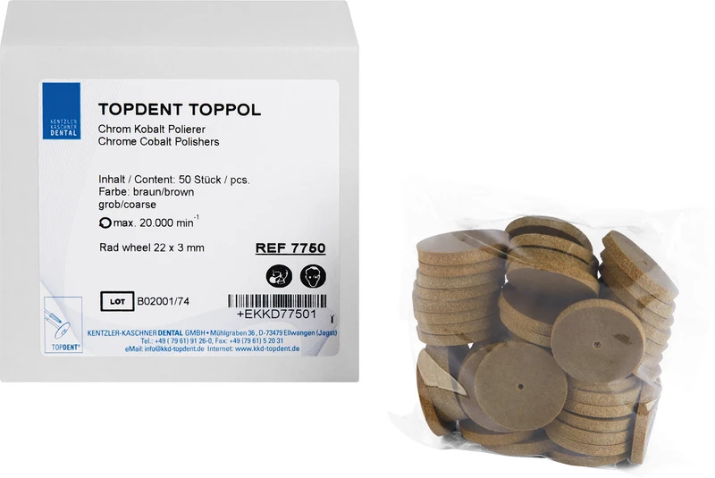 TOPDENT TopPol Co-Cr Polierer  Packung  50 Stück grob, Rad 22 x 3 mm
