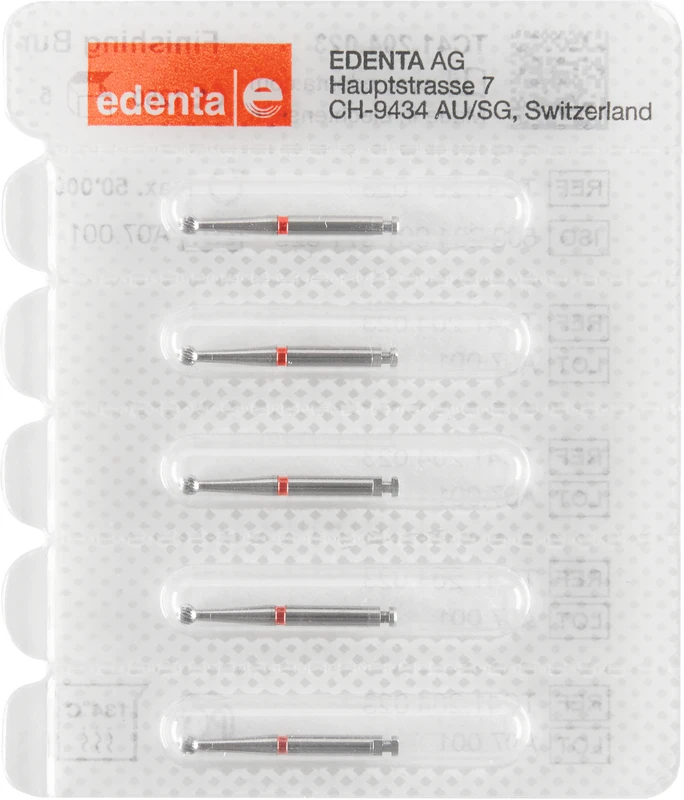 HM-Finierer TC41  Packung  5 Stück rot, 20 Schneiden, RA, Figur 001 Kugel, 2,06 mm, ISO 023