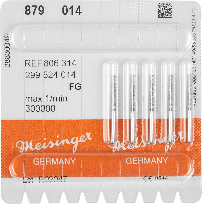 Diamanten 879  Packung  5 Stück blau mittel, FG, Figur 299 Torpedo konisch, 10 mm, ISO 014