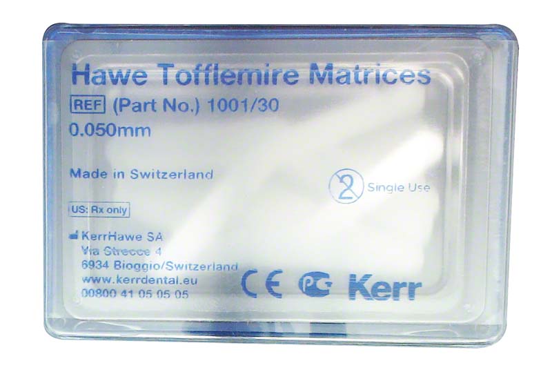 Matrizen nach Tofflemire  Packung  30 Stück Stärke 0,05 mm, Nr. 1001\30