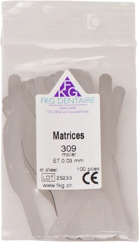 FKG Matrizen  Packung  100 Stück 309, ET 0,03 mm, Molar