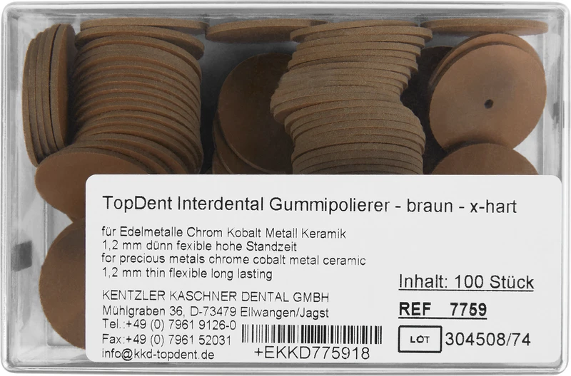 TOPDENT Interdental Gummipolierer  Packung  100 Stück braun, x-hart, Rad 26 x 1,2 mm