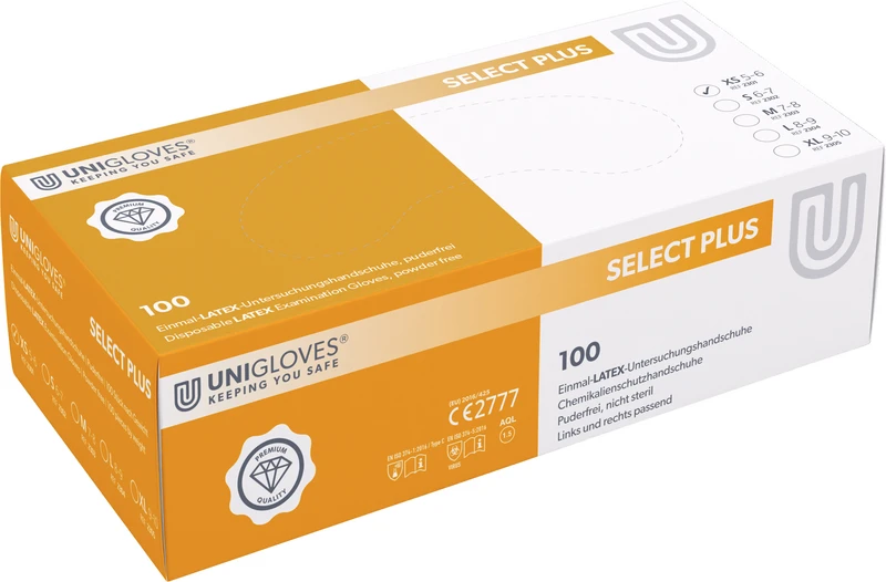 SELECT® PLUS  Packung  100 Stück puderfrei, naturlatex, XS