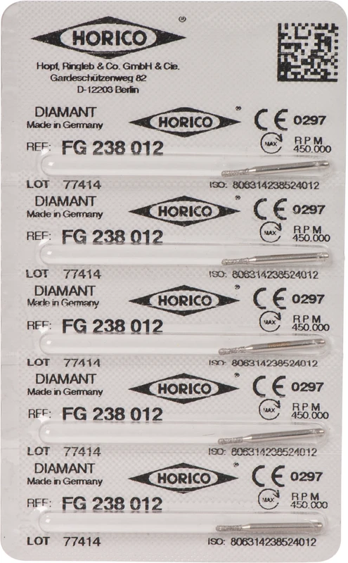 Diamantschleifer 238  Packung  5 Stück FG, Figur 238, 4 mm, ISO 012