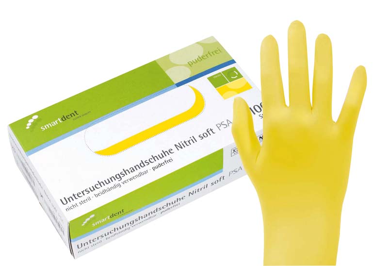 smart Nitrilhandschuhe Soft PF  Packung  100 Stück puderfrei, gelb, S