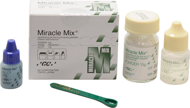 GC Miracle Mix  Intro Packung  15 g Pulver, 8 ml Flüssigkeit, 17 g Silber-Legierung, Maßlöffel