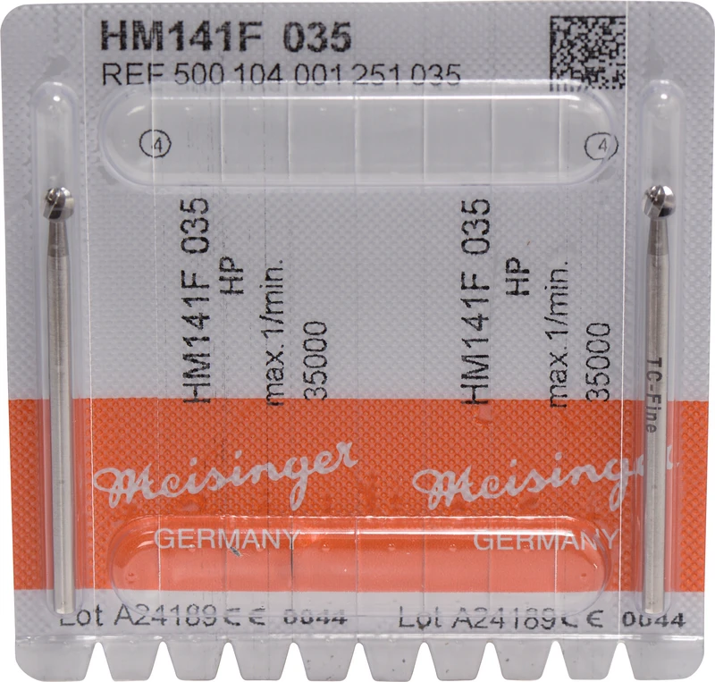 Chirurgie Fräser HM 141  Packung  2 Stück rot fein, HP, Figur 001, ISO 035