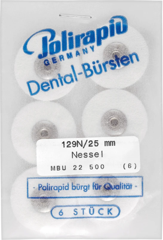 Miniaturbürsten Scheibe  Packung  6 Stück unmontiert, Nessel, Ø 25 mm