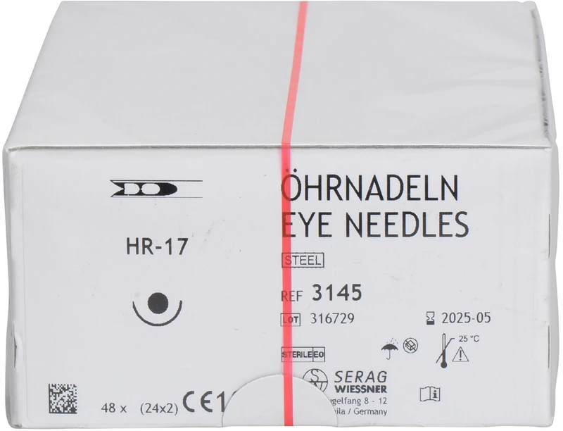 Federöhrnadeln   Packung  24 Stück x 2 Nadeln HR-17, 1\2 Kreis, Rundkörpernadel, 17 mm