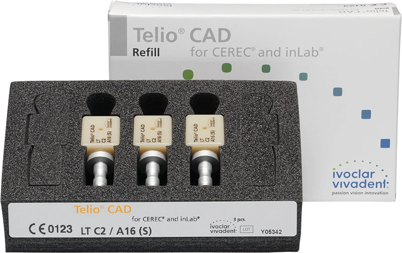 Telio® CAD A16 for CEREC\inLab  Packung  3 Stück Gr. A16 S, C2 LT