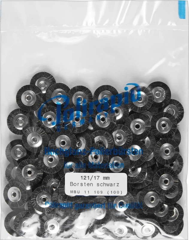 Miniaturbürsten  Packung  100 Stück unmontiert, Chungking Borste schwarz, Ø 17 mm