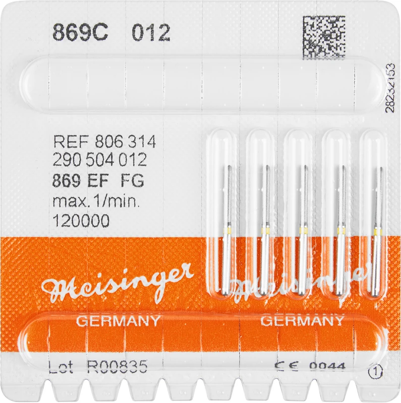 Diamanten 869  Packung  5 Stück gelb extra fein, FG, Figur 290 Torpedo, 10 mm, ISO 012