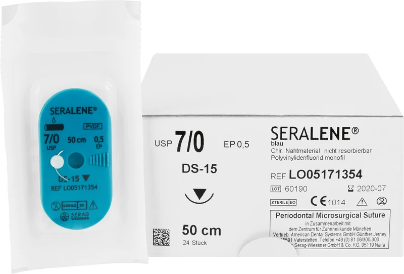 Seralene   Packung  24 Stück blau, 50 cm, DS-15, USP 7\0