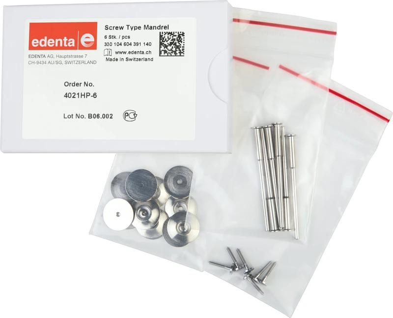 Schraubmandrelle 305  Packung  6 Stück HP, 3 mm, ISO 140, inkl. verstärker Flansche (unmontiert, lose beigelegt)