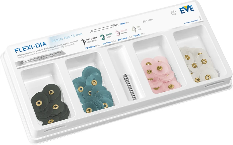 EVE FLEXI - DIA  Starterkit  100 Stück unmontiert (schwarz, blau, rosa, weiß), 14 mm, 1 Mandrell