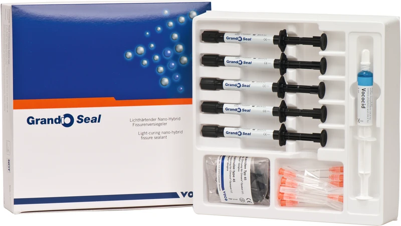 Grandio Seal  Set  5 x 2 g Spritze, 5 ml Vococid Gel Spritze, Kanülen Typ 45, Zubehör