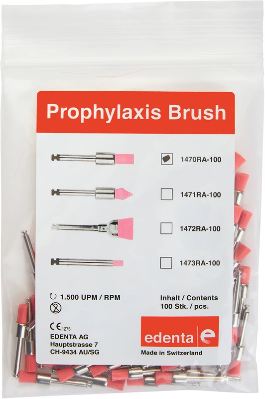 Prophylaxe Bürste  Packung  100 Stück rosa, ISO 035, RA