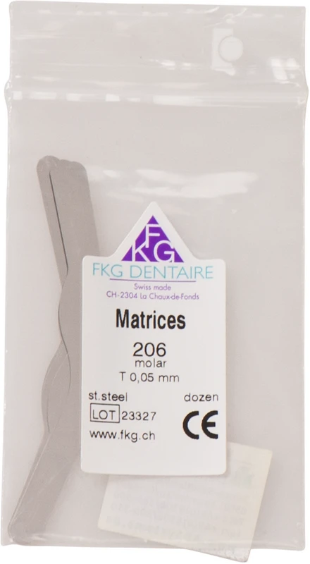 FKG Matrizen  Packung  12 Stück 206, ET 0,05 mm, Molar