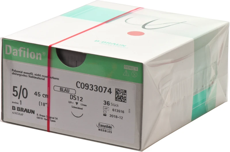 Dafilon®  Packung  36 Stück blau, 45 cm, DS12, 3\8 Kreis, schneidend, 12 mm, USP 5\0