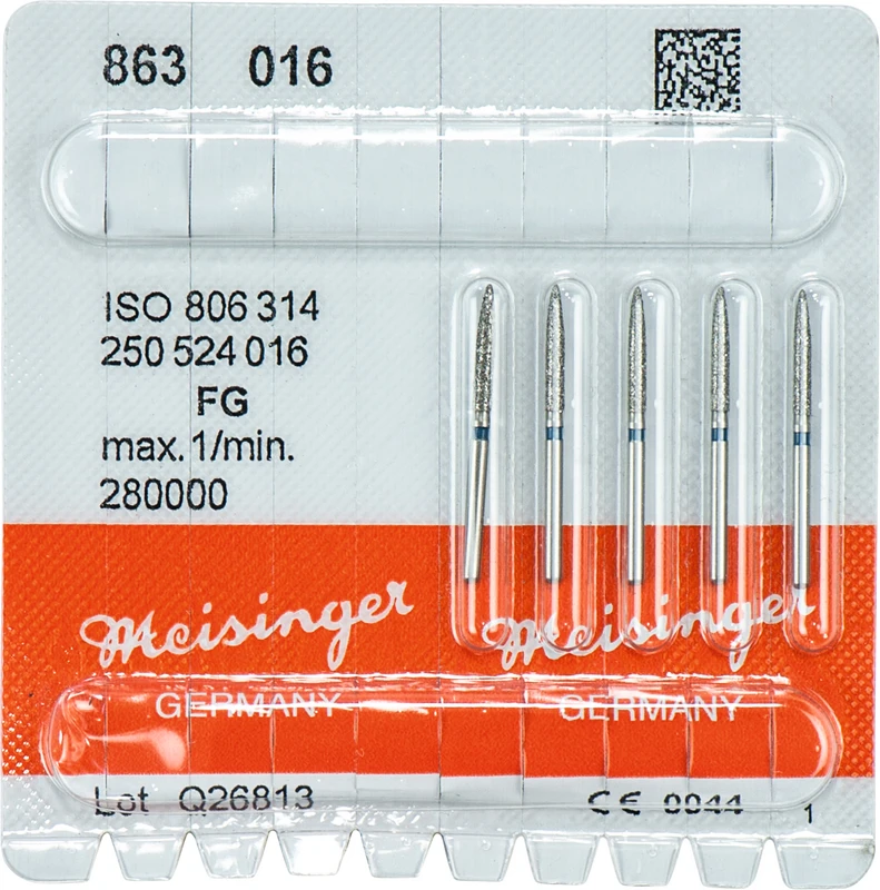 Diamanten 863  Packung  5 Stück blau mittel, FG, Figur 250 Flamme, 10 mm, ISO 016