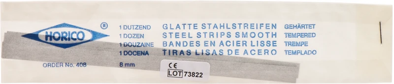 Glatte Stahlstreifen  Packung  12 Stück 8 mm breit, Stärke 0,05 mm