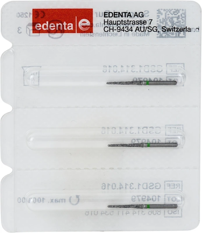 Osteotom GSD1  Packung  3 Stück grün grob, FG, Figur 411, 12 mm, ISO 016