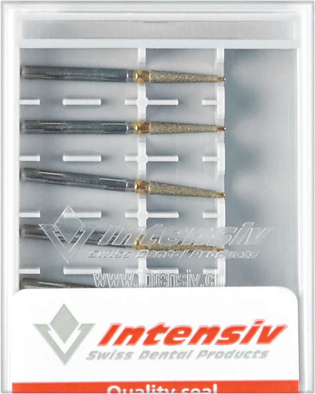 Diamanten 851  Packung  6 Stück gold, FG, Figur 219, Konus rund, safe end, 8 mm, ISO 015