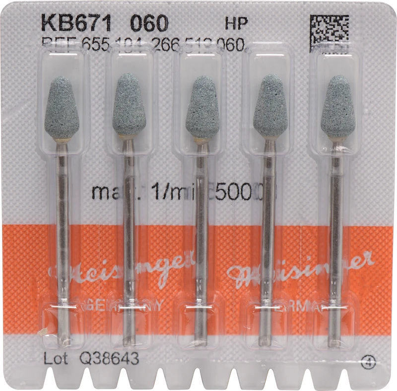 Keramische Schleifer KB671  Packung  5 Stück grün fein, HP, Figur 266, 10 mm, ISO 060